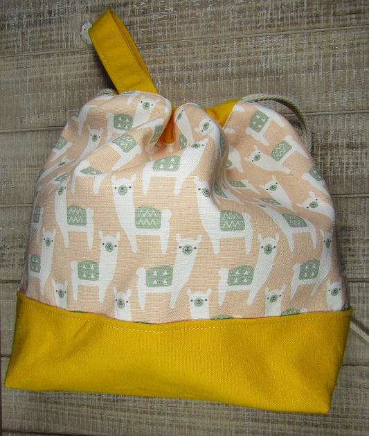 Knitting Project Bag Yellow Alpaca for medium to large projects