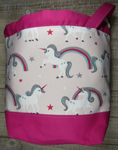 Knitting Project Bag Fuschia Unicorn for medium to large projects