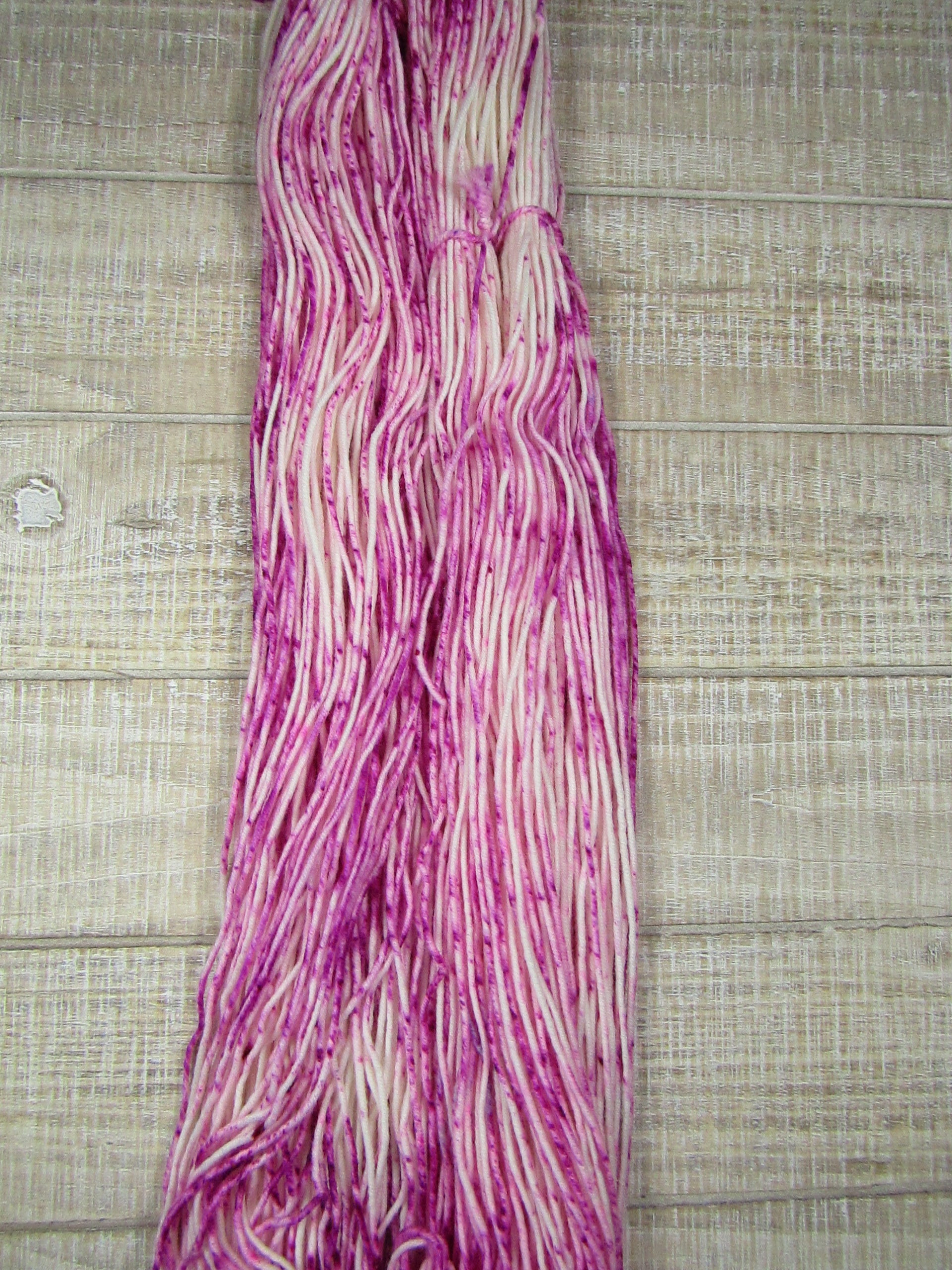 Hand-dyed yarn with pink speckles - Rachel Merino/Cashstyle Nylon Worsted Weight